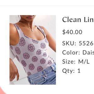Free People intimates: clean lines body suit, size M/L, purple daisy